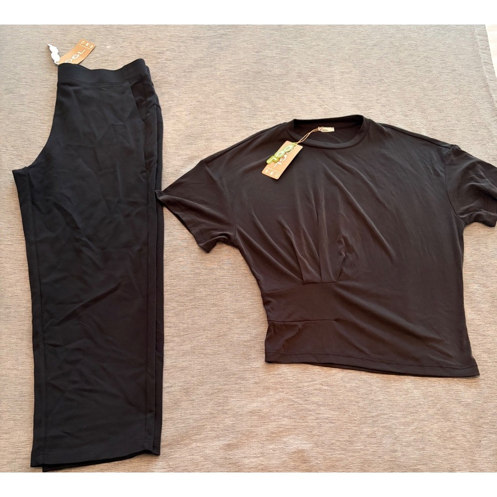 OGL Black 2-Piece Lounge Set Lenzing Modal Top and Pants SPU 250528-2466W24 - Picture 2 of 16